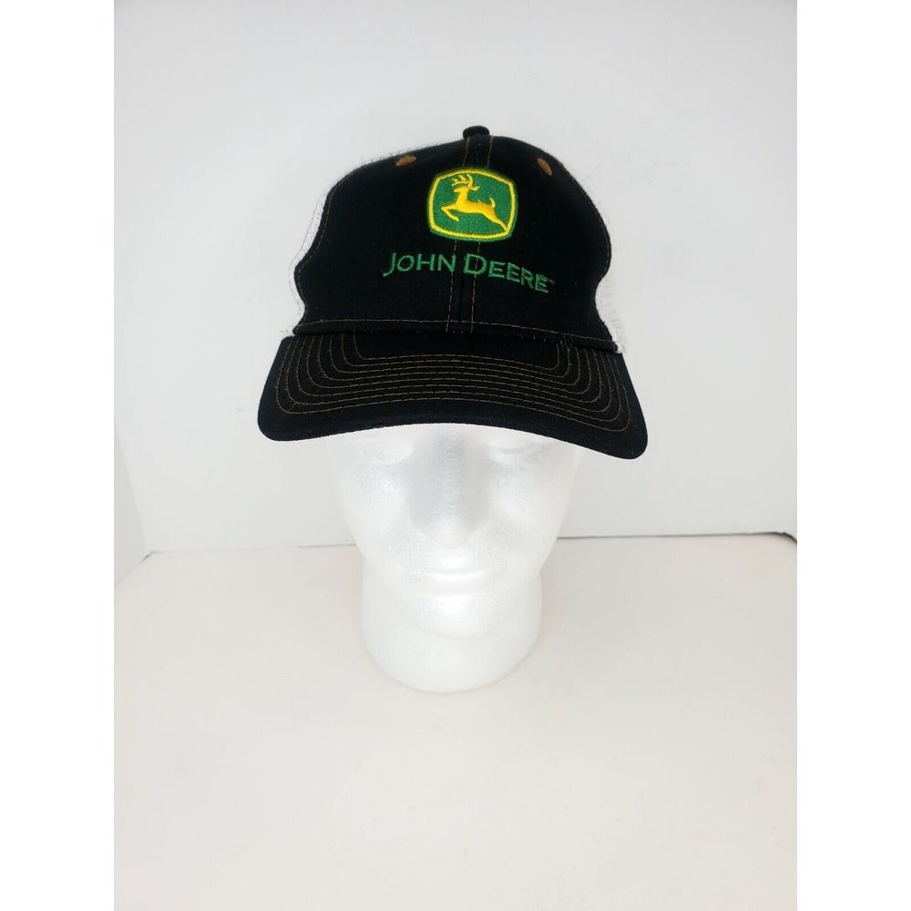 John Deere Hat Adult One Size Black Casual Mesh Back Adjustable Baseball Cap Men